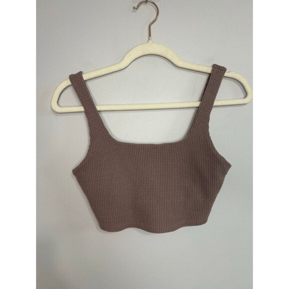 Abercrombie & Fitch Brown Purple Ribbed Cropped Tank Top Women’s Size Small - Picture 1 of 5